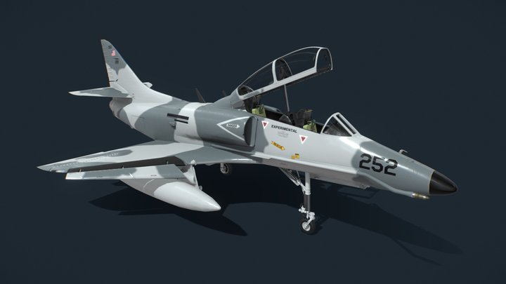 Douglas A-4 Skyhawk - Fighter Aircraft. 3D Model