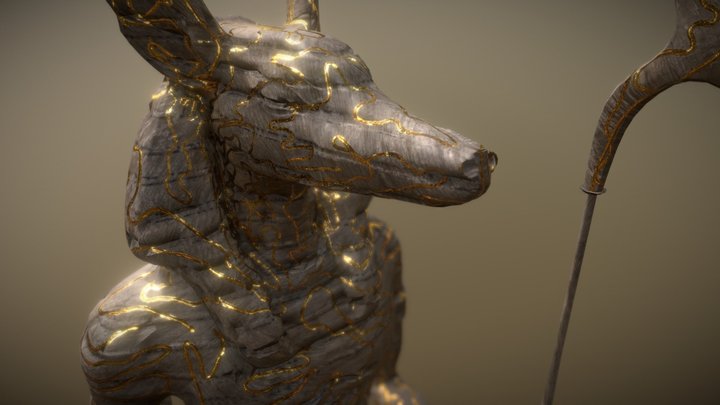 Anubis wrapped on snake 3D Model
