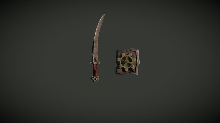 Gear sword and shield 3D Model