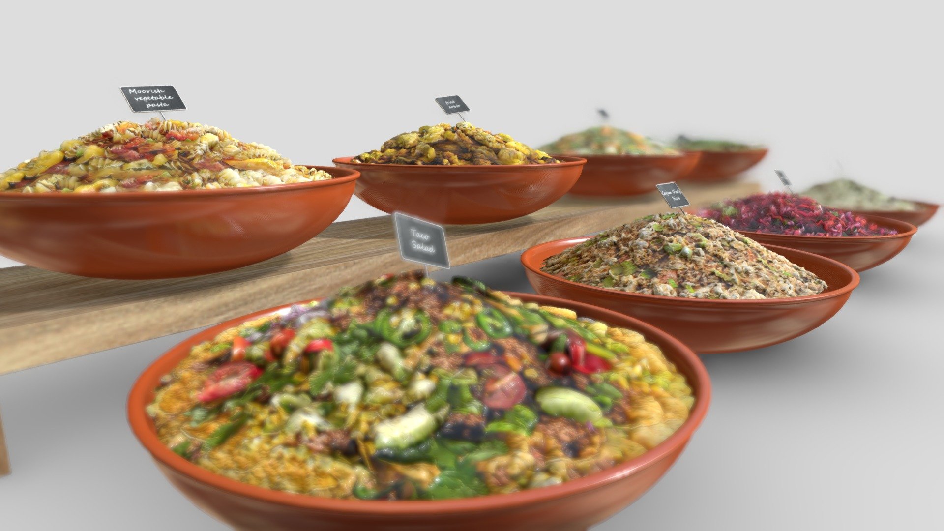 Varied salad bar Buy Royalty Free 3D model by raptor3 [c5d4bd7