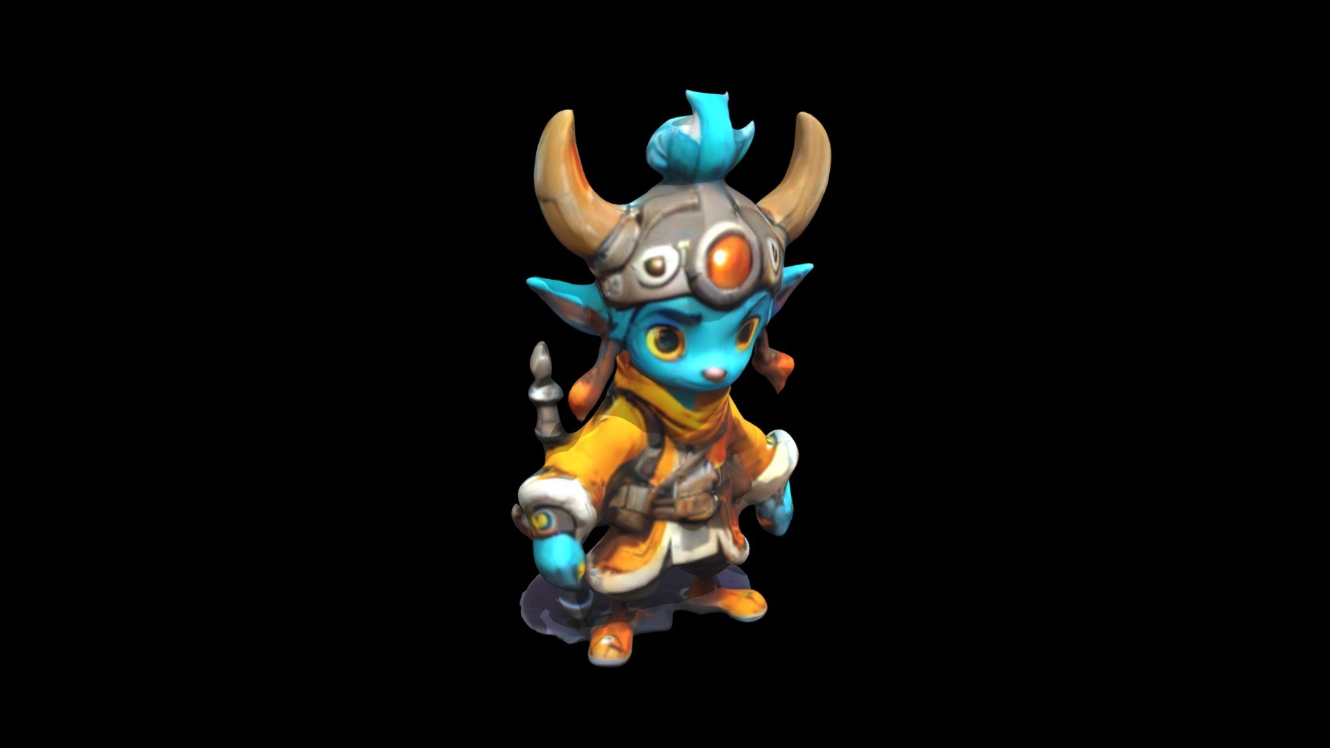 a blue cartoon character with horns and a hel - Download Free 3D model ...