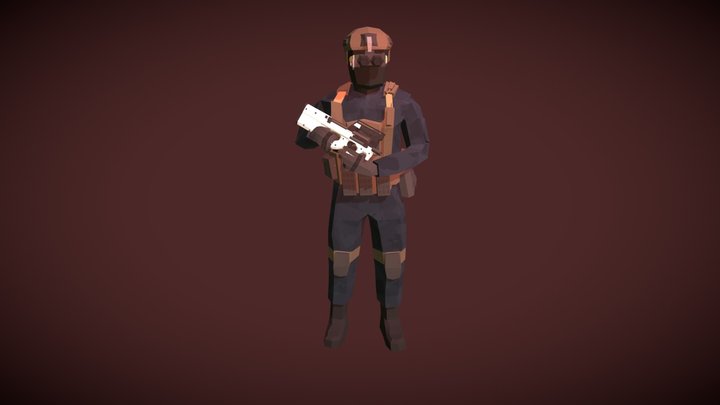 Low-poly modern soldier 3D Model