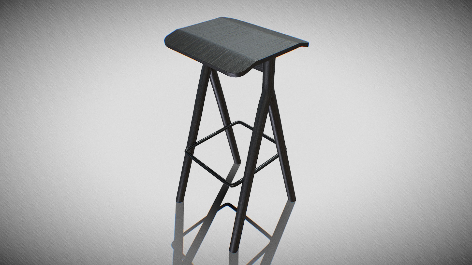 3D model YKSI stool-black lacquered - This is a 3D model of the YKSI stool-black lacquered. The 3D model is about a black and grey chair.