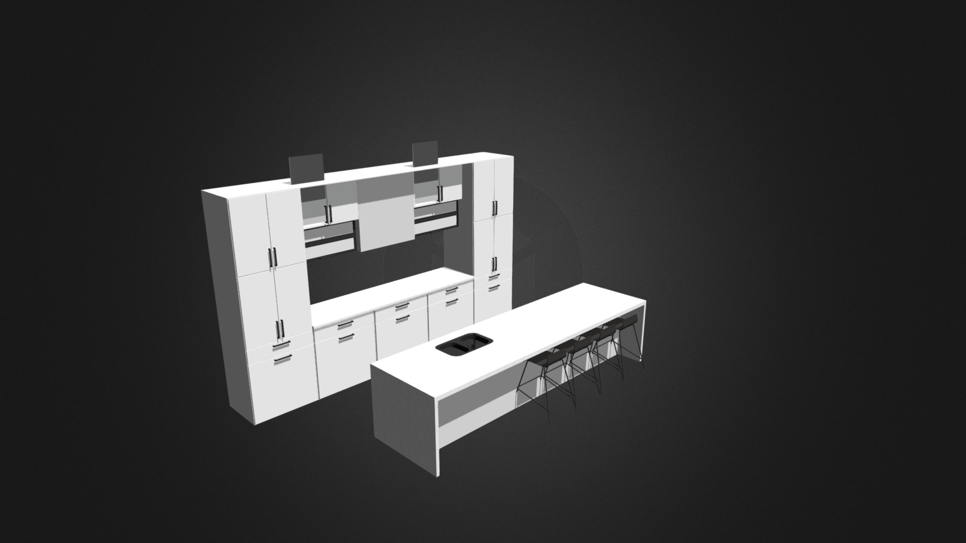 3D model Kitchen Furniture Set - This is a 3D model of the Kitchen Furniture Set. The 3D model is about engineering drawing.