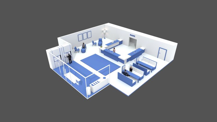 Bank scene 3D Model
