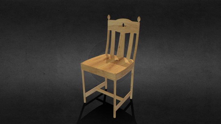 Oak chair without a cushion 3D Model