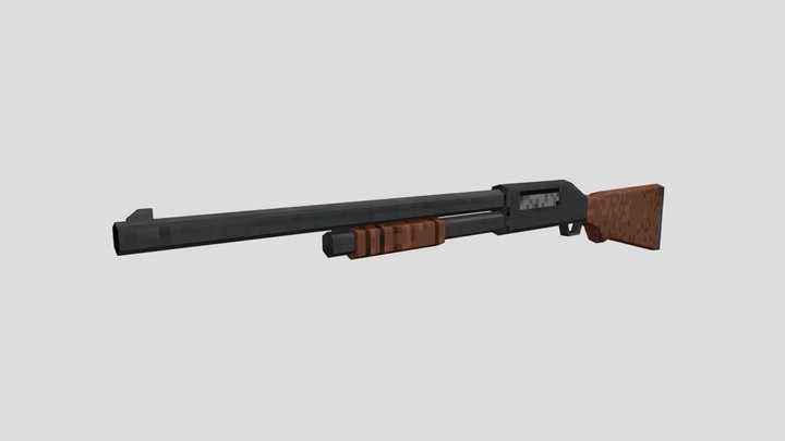 PSX Low-Poly Pump Shotgun 3D Model