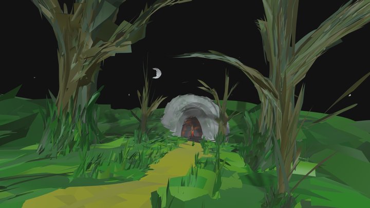 Cave in the Forest 3D Model
