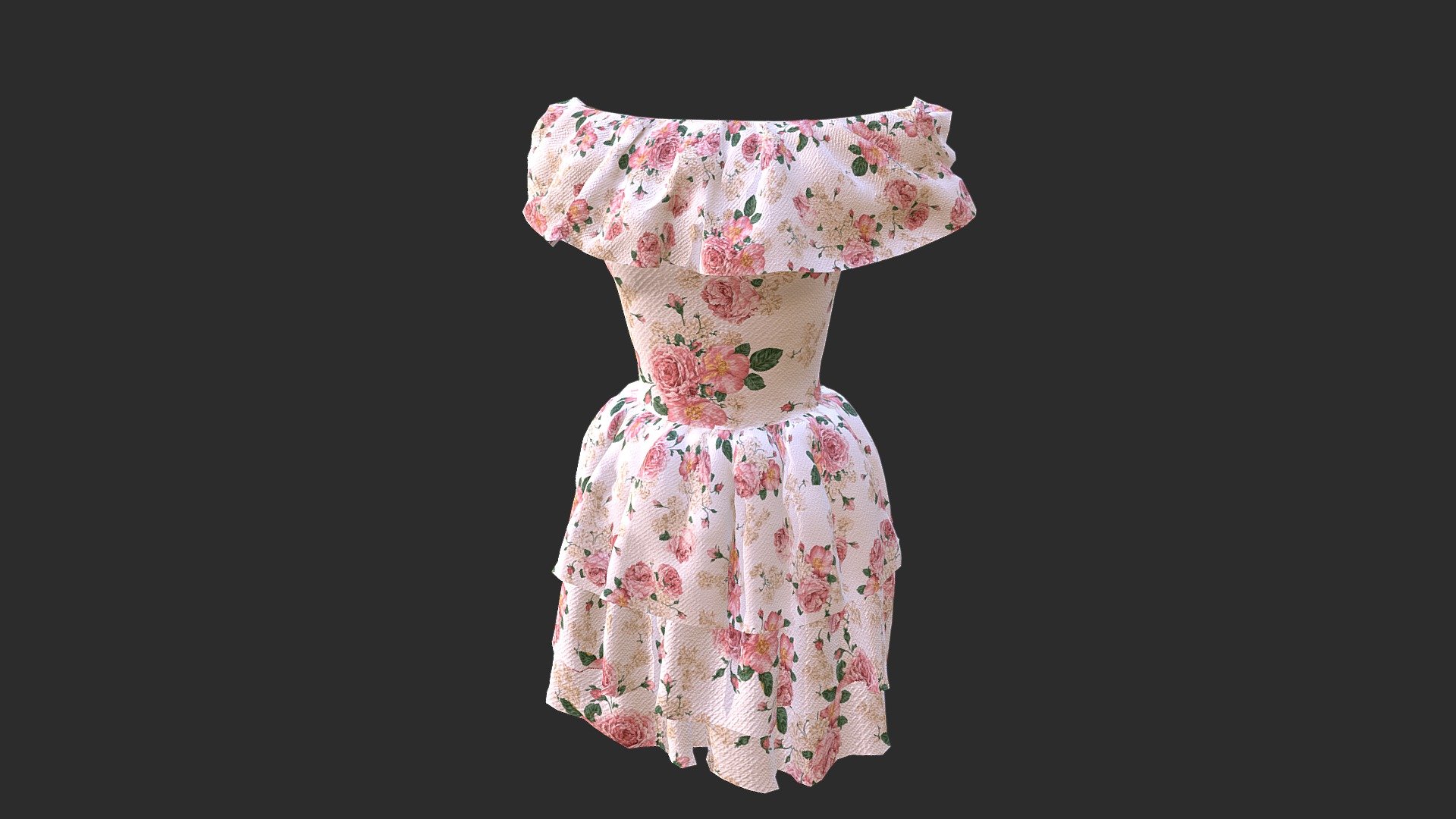 White and Pink Floral Dress - 3D model by Cubicat3D [c5e7c1d] - Sketchfab