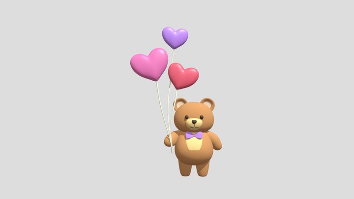 Cute bear with balloons 3D Model