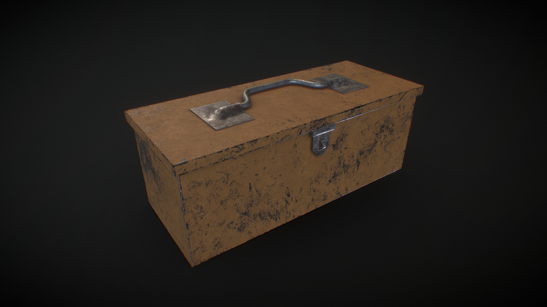 3D model Toolbox - This is a 3D model of the Toolbox. The 3D model is about a wooden box with a metal handle.