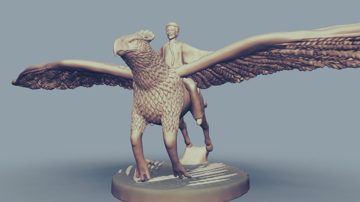 Harry And Buckbeak Flying - For 3d printing 3D Model