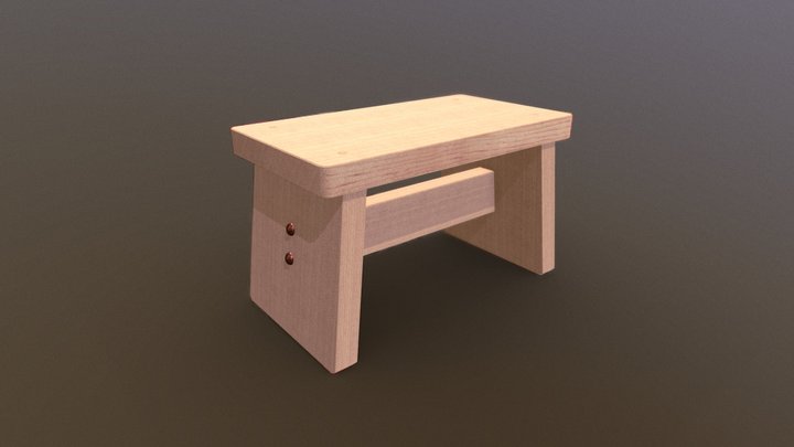Japanese traditional wooden bath chair 3D Model
