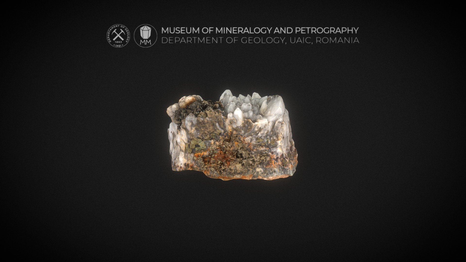 Hydrothermal pyrite-quartz vein rock