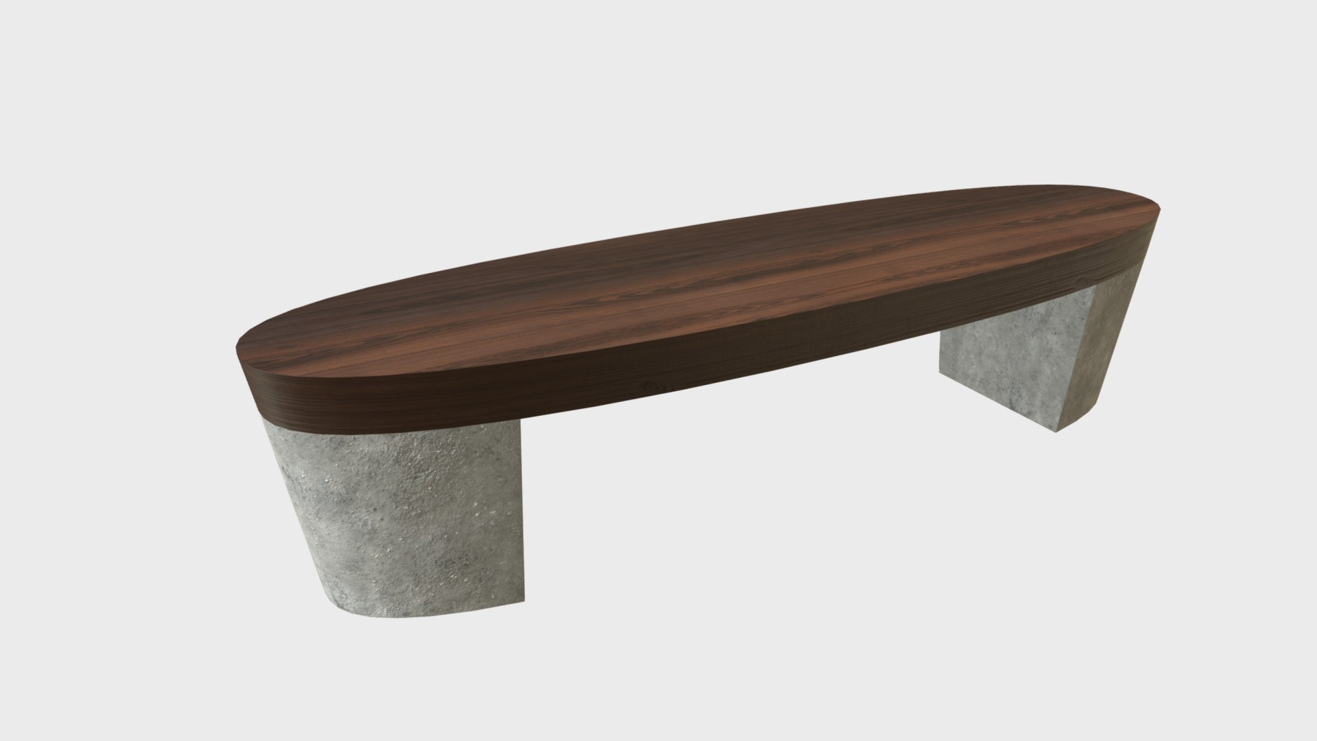 3D model Oval bench - This is a 3D model of the Oval bench. The 3D model is about a wooden table with a small square top.