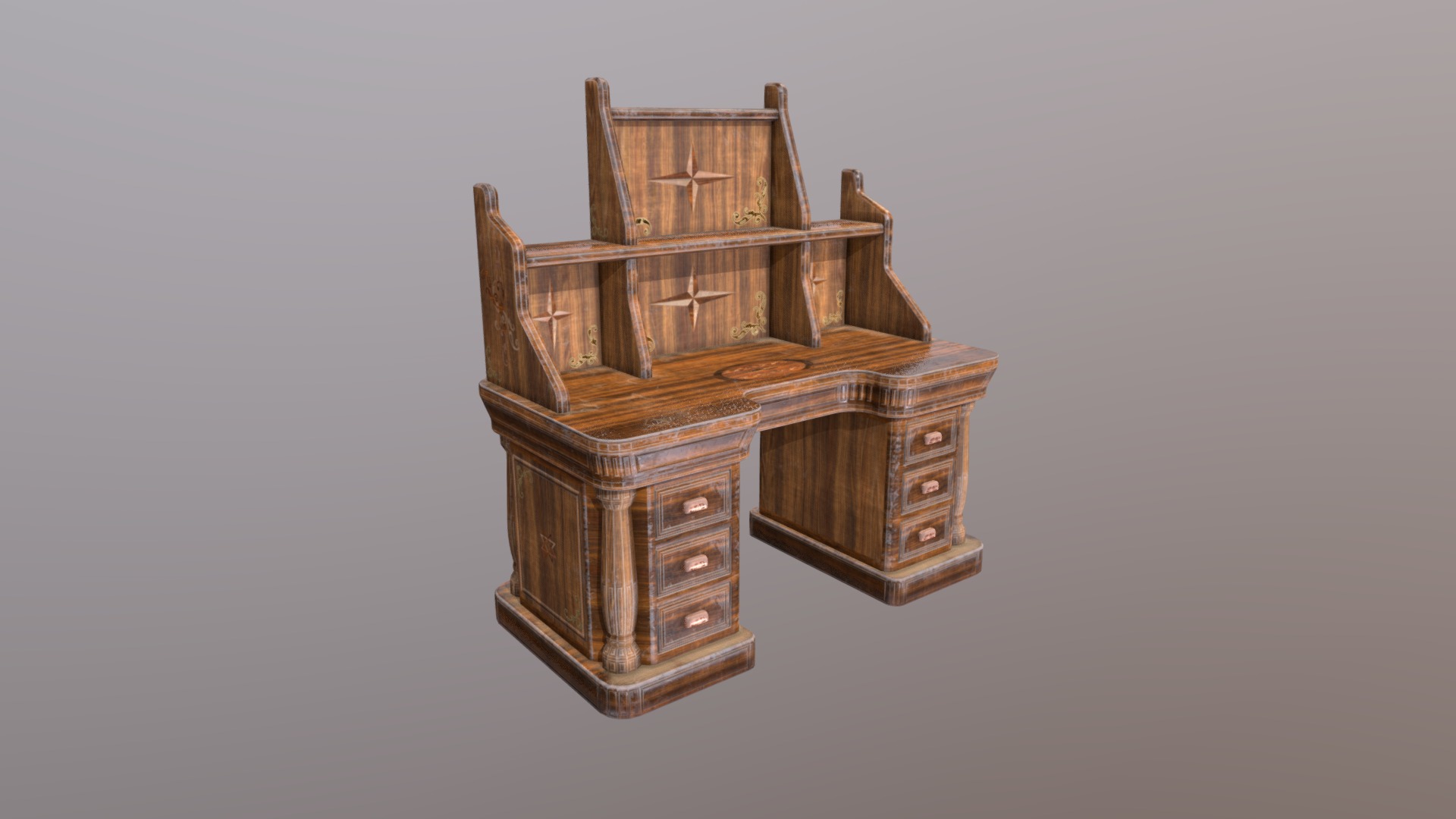 3D model Antique Bureau - This is a 3D model of the Antique Bureau. The 3D model is about a wooden model of a house.