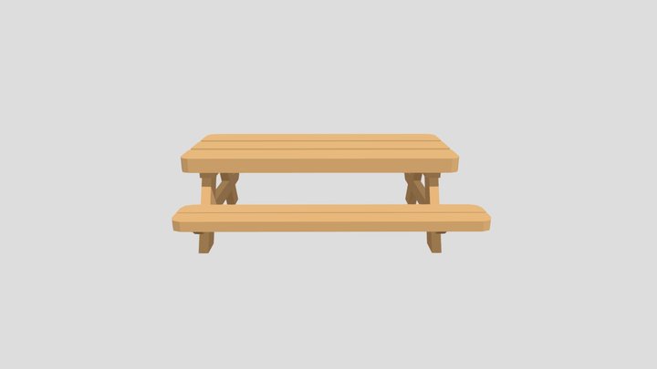 Low Poly Picnic Table 3D Model