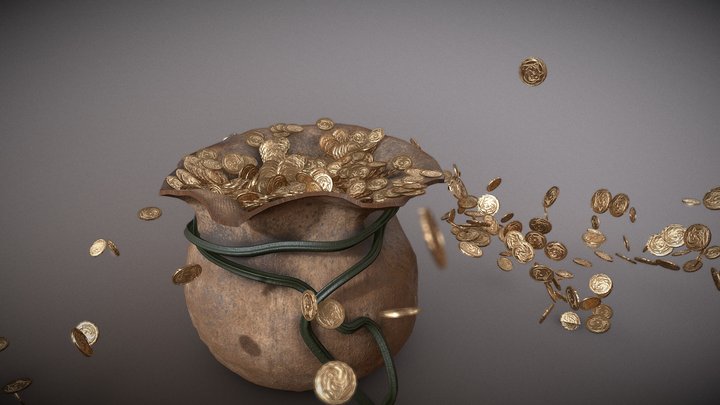 Bag of Doge Coins 3D Model