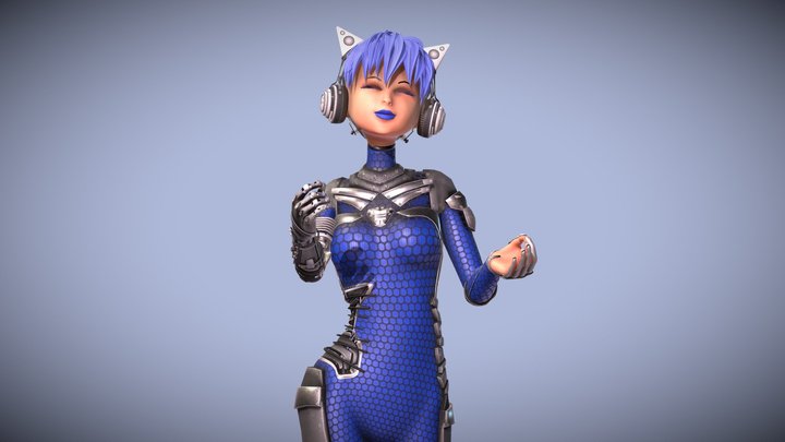 Robotic Female Character (Cat ears) 3D Model