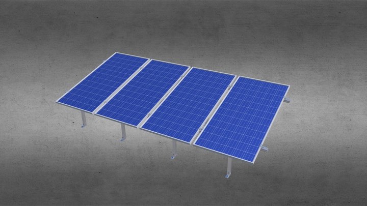 Solar Panel System 1x4 Portrait 3D Model
