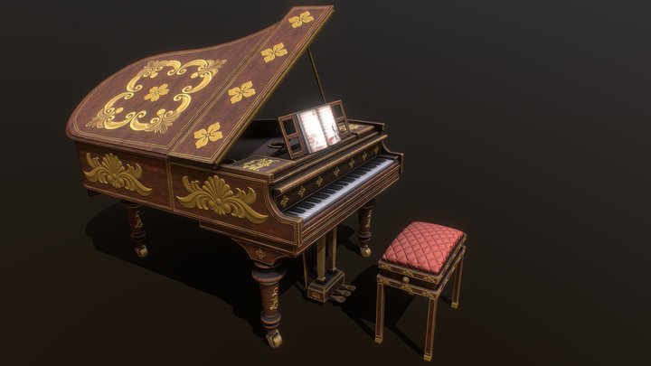 Wooden Piano 3D Model