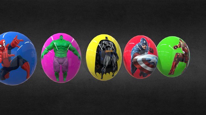 Super Heroes Eggs Model 3D Model