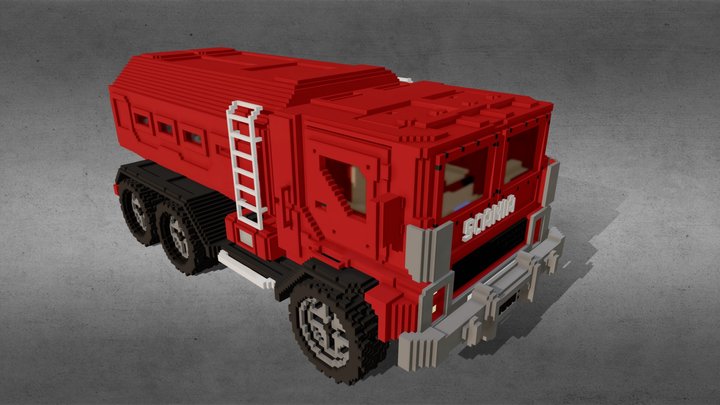 Scania - in Fire Department - voxel truck. wip 3D Model