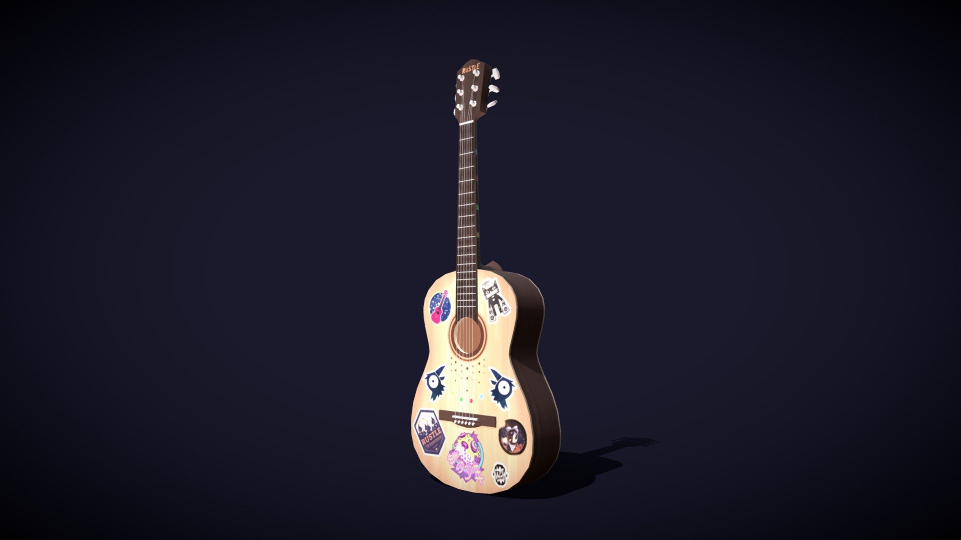 Acoustic Guitar with stickers VR Game "Rustle" 3D model by Rudy