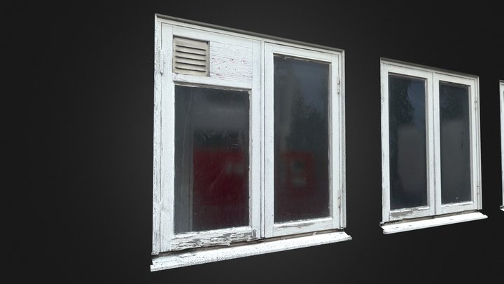 OLD PAINTED WOODEN WINDOWS 3D Model