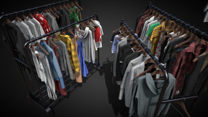 Clothes on hangers 3D Model