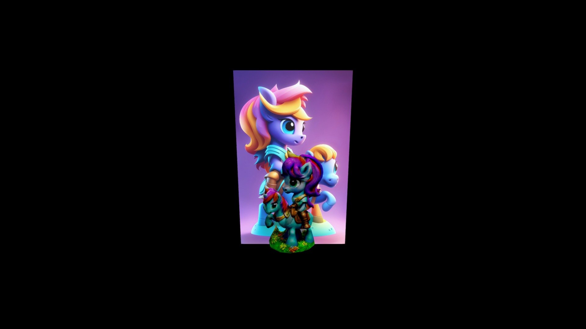 there is a cartoon pony riding on a toy horse, - Download Free 3D model ...