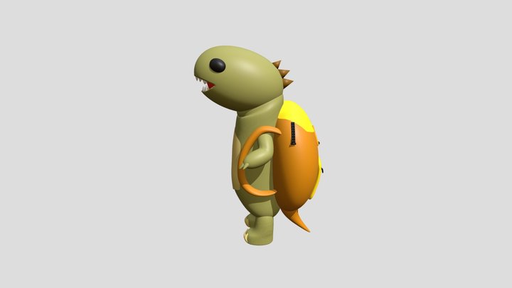 Dinosaur with horseshoe crab backpack 3D Model