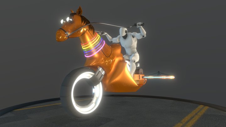 Sci-fi motorcycle, rowdy style. 3D Model
