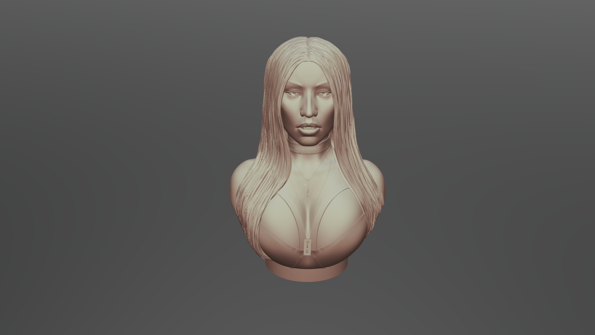 3D model 3D sculpture of Nicki Minaj ready to 3D print - This is a 3D model of the 3D sculpture of Nicki Minaj ready to 3D print. The 3D model is about a person with long hair.