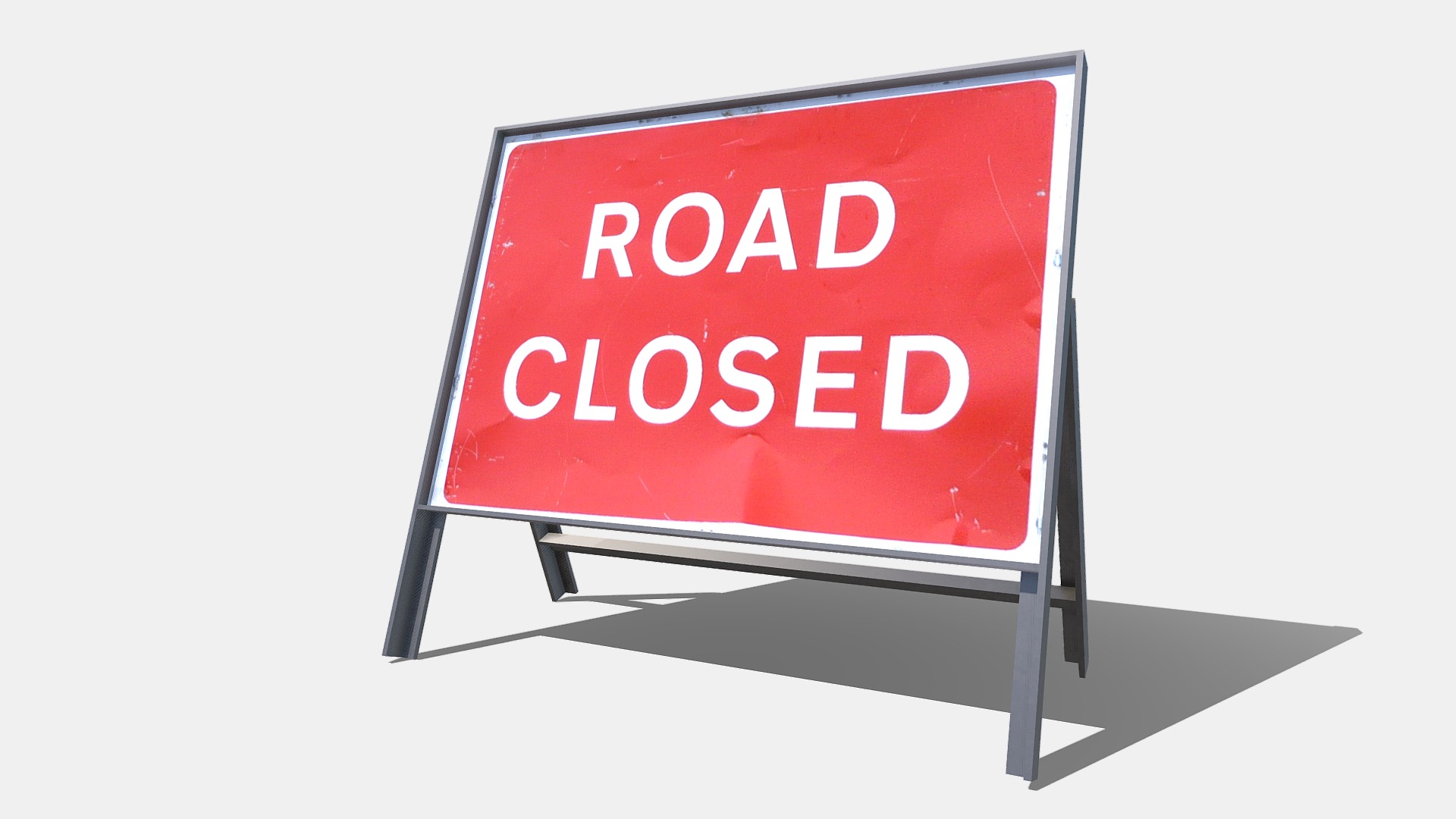 3D model Road Closed Sign - This is a 3D model of the Road Closed Sign. The 3D model is about a red sign with white text.