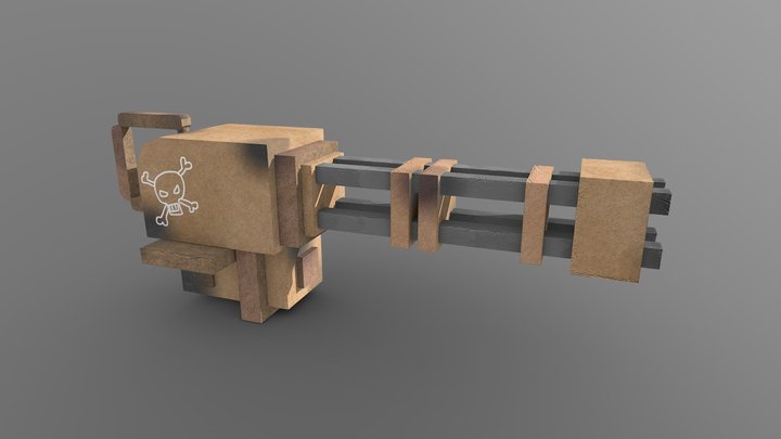 Homemade Cardboard Machine Gun 3D Model