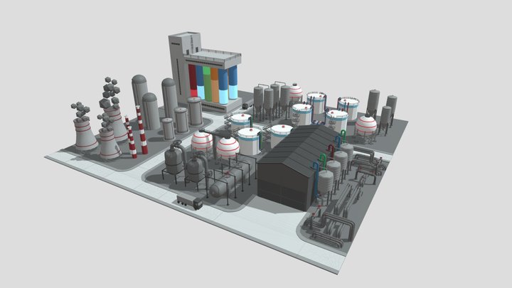 3D Low Poly Industrial Kitbash 3D Model