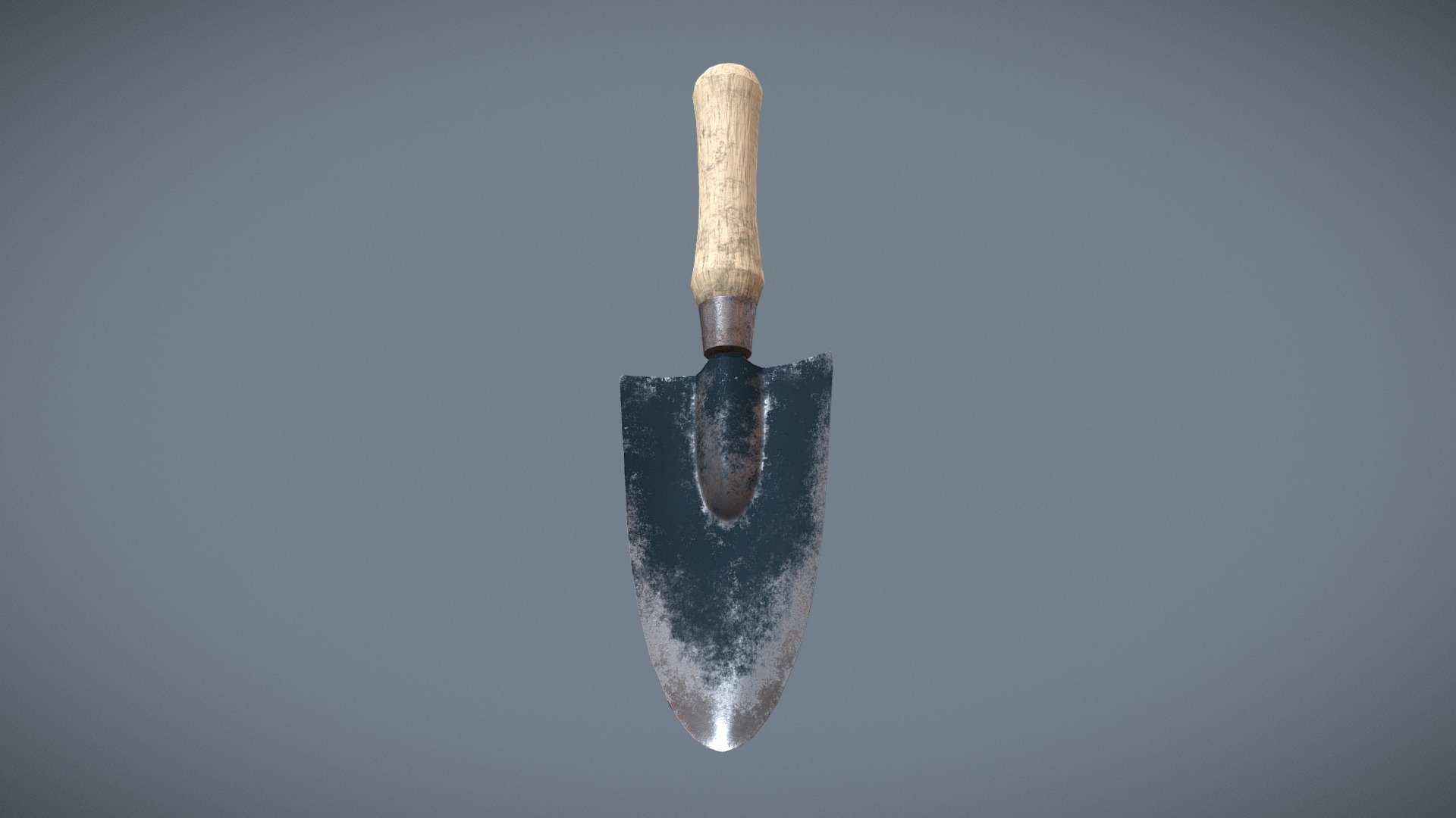3D model Low poly garden trowel - This is a 3D model of the Low poly garden trowel. The 3D model is about a spoon on a grey background.