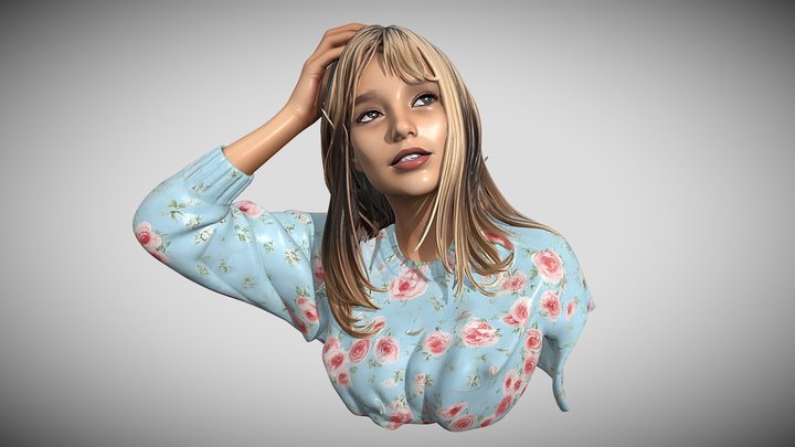 Rosalie Daydream, a stylized portrait bust