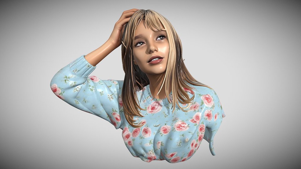 Rosalie Daydream, a stylized portrait bust
