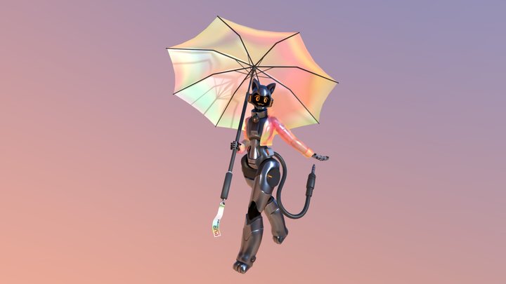 Umbrella Cat 3D Model