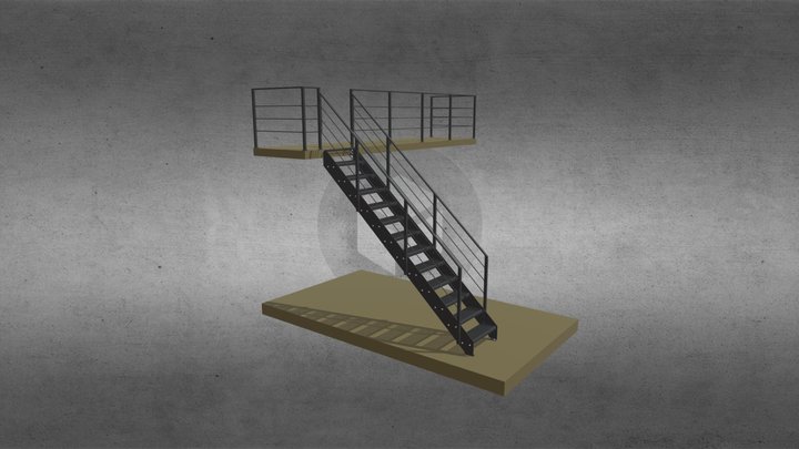 Steel staircase 3D Model