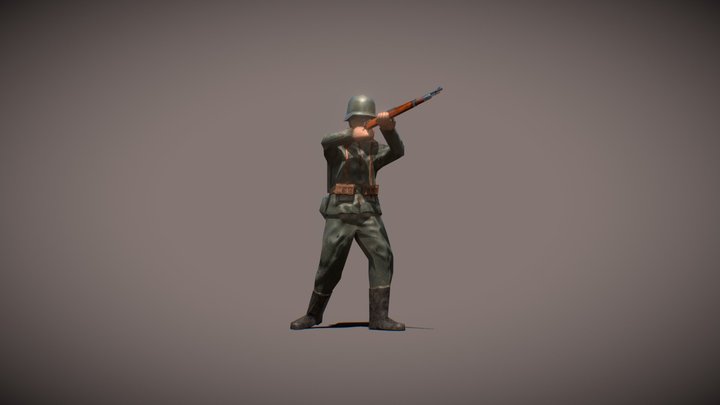 German WWI Soldier 3D Model