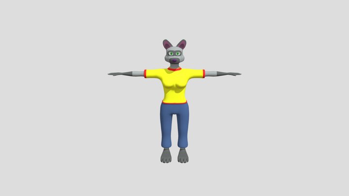Female Anthro Raccoon 3D Model