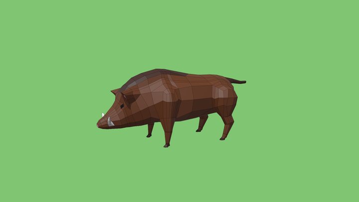 Low Poly Wild Boar 3D Model