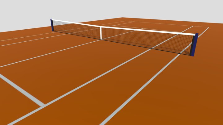 Red clay tennis court 3D Model
