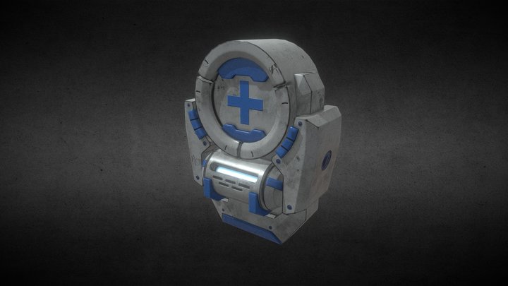 Scifi wall-mounted first aid kit. 3D Model