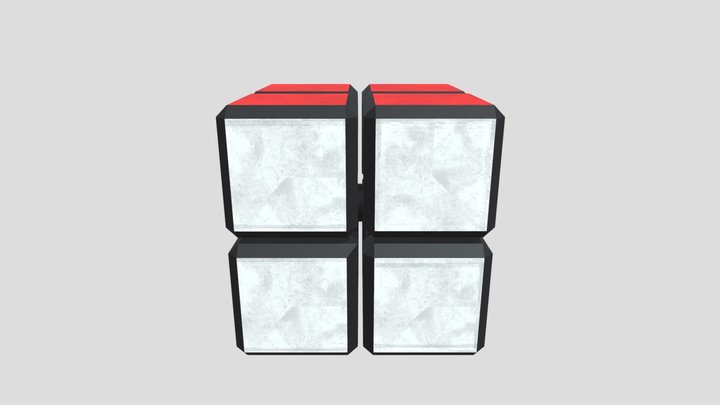 2x2 cube painted 3D Model