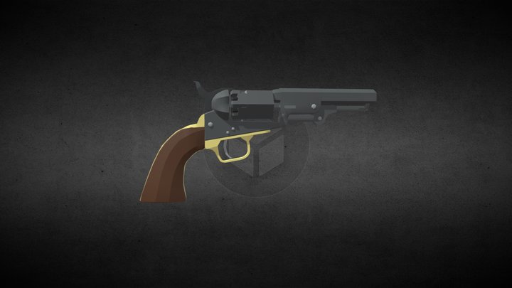 Low Poly Colt M1851 Pocket Revovler 3D Model
