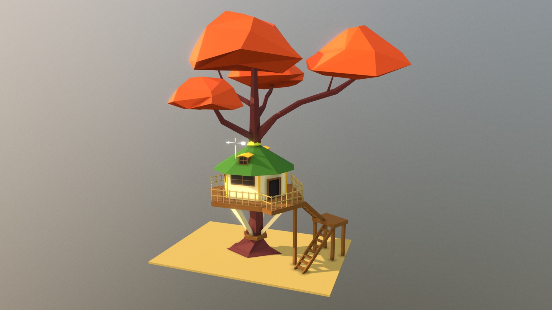 3D model HIE Tree House N3 - This is a 3D model of the HIE Tree House N3. The 3D model is about a small house with a small umbrella.